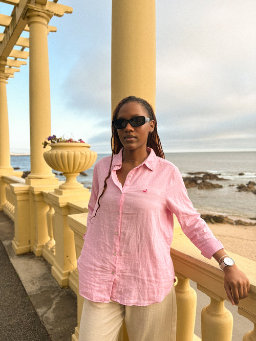 Camisa de Linho Rosa